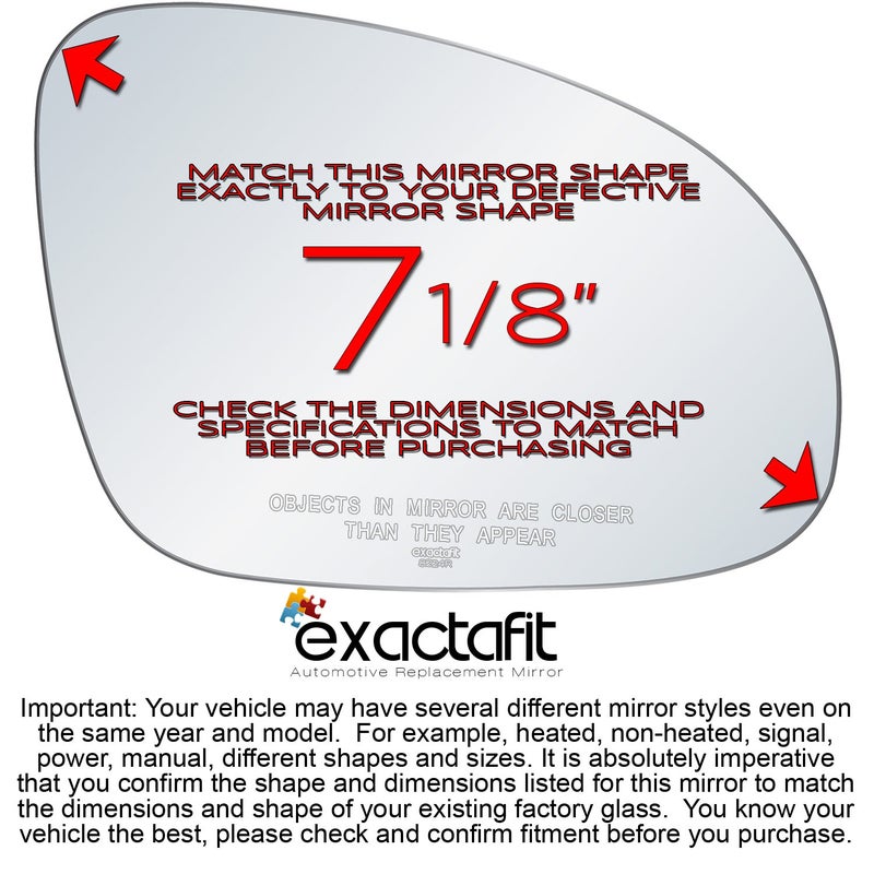 Rugged TUFF Passenger Side Mirror Glass Replacement For VW Volkswagen Jetta Passat GTI Rabbit Eos R32 Right Door Mirrors with Adhesives exactafit 8224R - Image 2